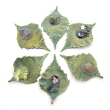 Zinc Alloy Natural Stone Pendant Jewelry DIY Necklace Leaf Charms