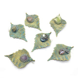 Zinc Alloy Natural Stone Pendant Jewelry DIY Necklace Leaf Charms