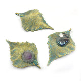 Zinc Alloy Natural Stone Pendant Jewelry DIY Necklace Leaf Charms