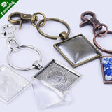DIY 25mm Square Craft Pendant Kits Key Chains Lobster Clasps Clips Key Rings