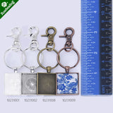 DIY 25mm Square Craft Pendant Kits Key Chains Lobster Clasps Clips Key Rings