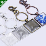 DIY 25mm Square Craft Pendant Kits Key Chains Lobster Clasps Clips Key Rings