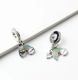 Enamel Big Hole European Beads Charm Bracelet Pendant with Stones DIY Jewelry