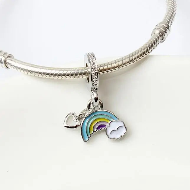 Enamel Big Hole European Beads Charm Bracelet Pendant with Stones DIY Jewelry