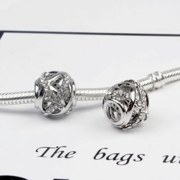 Zinc Alloy European Beads Charm Bracelet Spacer with Stones