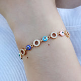18k Zircon Evil Eye Charm Link Bracelet for Women