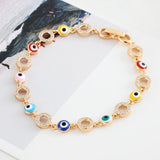 18k Zircon Evil Eye Charm Link Bracelet for Women