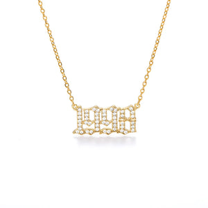 Zircon Angel Number Necklace Stainless Steel Birth Year Jewelry