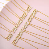 Zircon Angel Number Necklace Stainless Steel Birth Year Jewelry