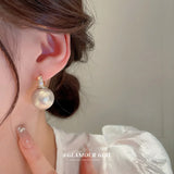 Zircon Pearl Hook Earrings Fresh Water Pearl Studs for Women