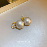Zircon Pearl Hook Earrings Fresh Water Pearl Studs for Women