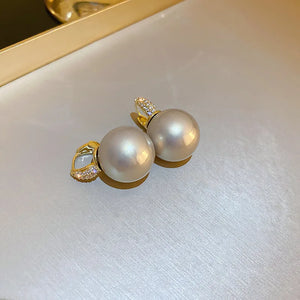 Zircon Pearl Hook Earrings Fresh Water Pearl Studs for Women