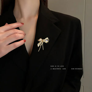 Zircon Bow Brooch Elegant Accessory
