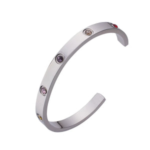 Zircon Cuff Bracelet Set Stainless Steel Jewelry