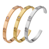 Zircon Cuff Bracelet Set Stainless Steel Jewelry
