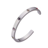Zircon Cuff Bracelet Set Stainless Steel Jewelry
