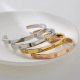 Zircon Cuff Bracelet Set Stainless Steel Jewelry
