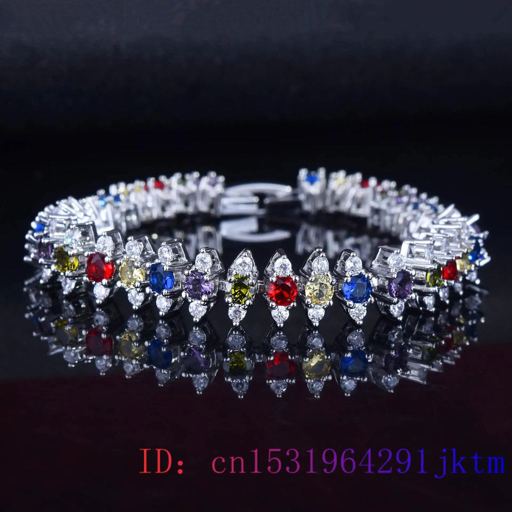 Zircon Gemstone Bracelet 925 Silver Bangle Vintage Natural Stone