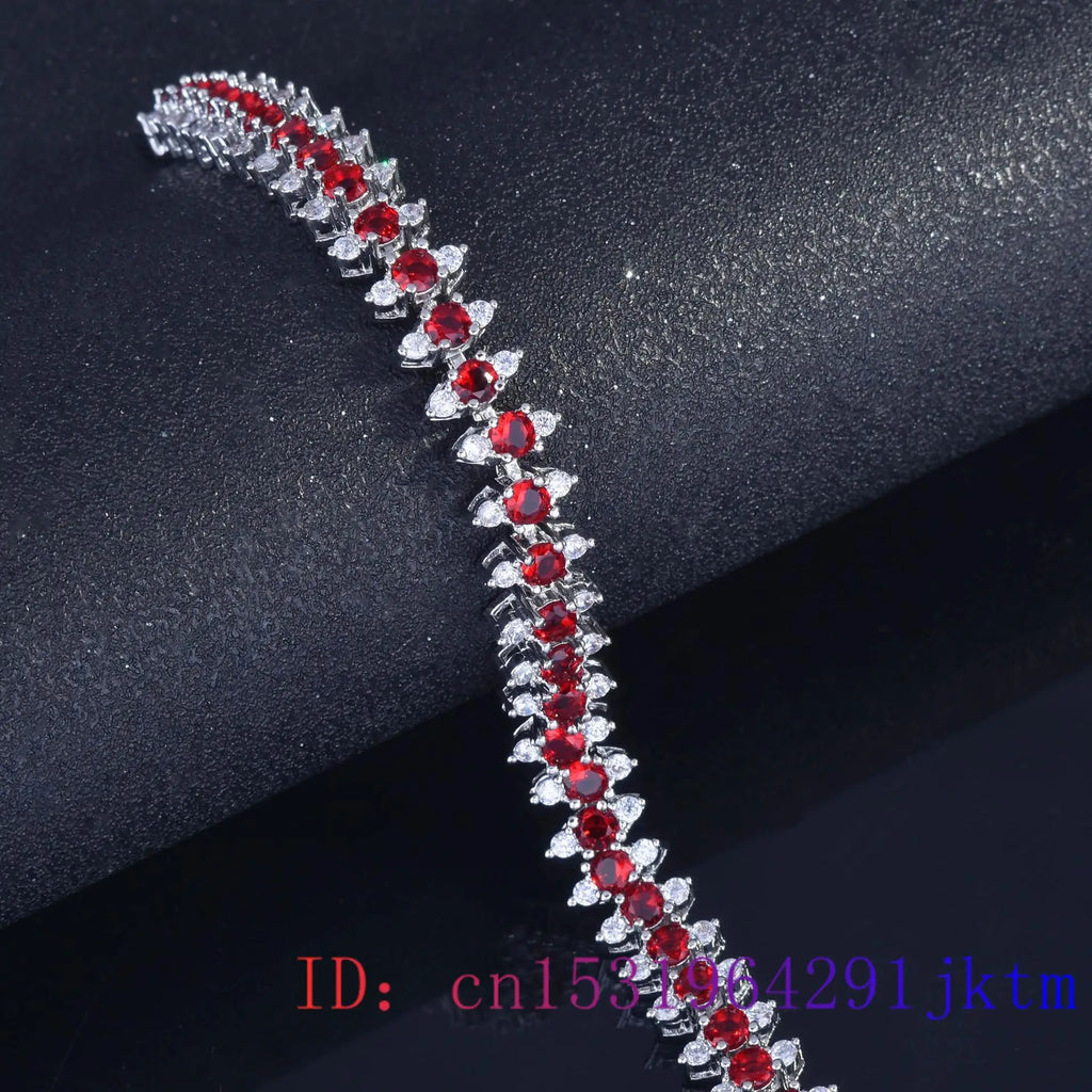 Zircon Gemstone Bracelet 925 Silver Bangle Vintage Natural Stone