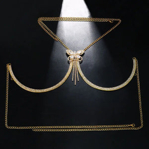 Zircon Butterfly Body Chain Lingerie Bikini