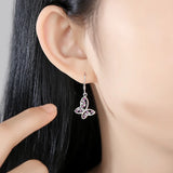 Zircon Butterfly Dangle Earring Silver 925 Piercing Jewelry Y2K Purple Amethyst