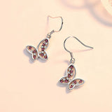 Zircon Butterfly Dangle Earring Silver 925 Piercing Jewelry Y2K Purple Amethyst