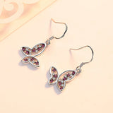 Zircon Butterfly Dangle Earring Silver 925 Piercing Jewelry Y2K Purple Amethyst