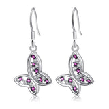 Zircon Butterfly Dangle Earring Silver 925 Piercing Jewelry Y2K Purple Amethyst