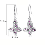 Zircon Butterfly Dangle Earring Silver 925 Piercing Jewelry Y2K Purple Amethyst