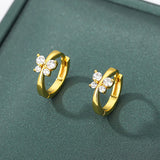 Zircon Butterfly Hoop Earrings Stainless Steel Mini Jewelry