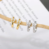 Zircon Butterfly Hoop Earrings Stainless Steel Mini Jewelry