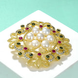 Zircon Corsage Natural Pearl Pin Brooch Retro Brooch Women's Jewelry