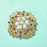 Zircon Corsage Natural Pearl Pin Brooch Retro Brooch Women's Jewelry
