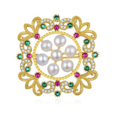 Zircon Corsage Natural Pearl Pin Brooch Retro Brooch Women's Jewelry
