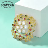 Zircon Corsage Natural Pearl Pin Brooch Retro Brooch Women's Jewelry