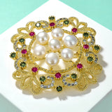 Zircon Corsage Natural Pearl Pin Brooch Retro Brooch Women's Jewelry