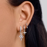 Zircon Cross Earrings 925 Silver Star Hoop Earrings Piercing Jewelry