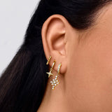 Zircon Cross Earrings 925 Silver Star Hoop Earrings Piercing Jewelry