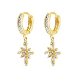 Zircon Cross Earrings 925 Silver Star Hoop Earrings Piercing Jewelry