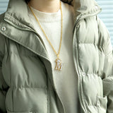 Zircon Crown Initials Chain Necklace Stainless Steel Pendant Men's Hip Hop