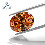 Zircon Crushed Ice Hybrid Oval Cut Champagne VVS1 Loose Gemstone
