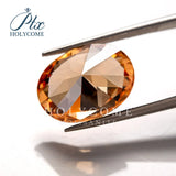 Zircon Crushed Ice Hybrid Oval Cut Champagne VVS1 Loose Gemstone