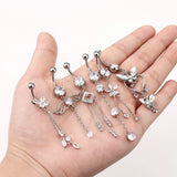 Zircon Crystal Belly Button Ring Dangle Wing Piercing Jewelry