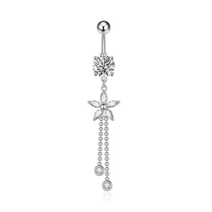 Zircon Crystal Belly Button Ring Dangle Wing Piercing Jewelry