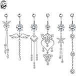 Zircon Crystal Belly Button Ring Dangle Wing Piercing Jewelry