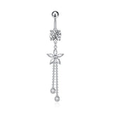 Zircon Crystal Belly Button Ring Dangle Wing Piercing Jewelry