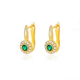 Zircon Crystal Green Hoop Earrings Stainless Steel Punk Jewelry Gift