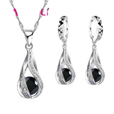 Zircon Pendant Earrings Set, Elegant Crystal Jewelry