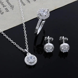 Zircon Crystal Three-Piece Jewelry Set