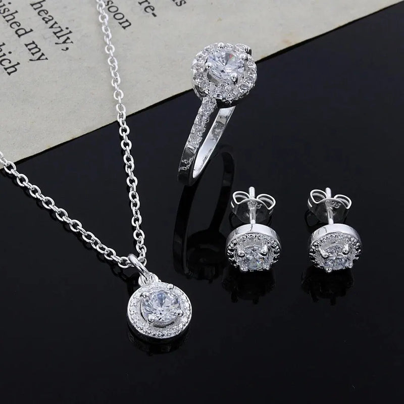 Zircon Crystal Three-Piece Jewelry Set